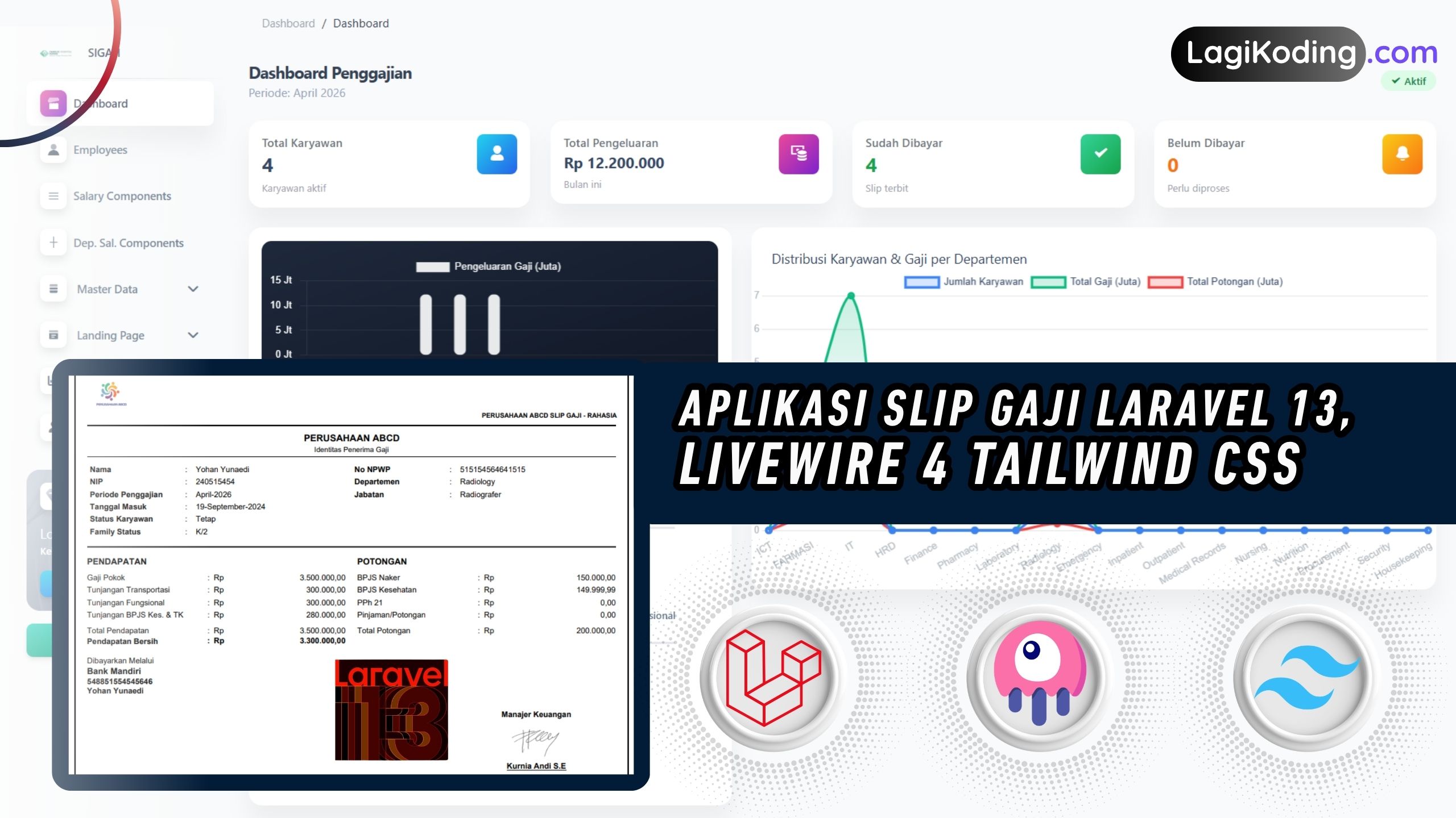 SiGaji — Sistem Informasi Penggajian Karyawan Laravel 13 Livewire 4 Tailwind CSS